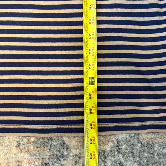 J. Crew #BB750 Women's Navy/Tan Stripe Printed Tissue Turtleneck Shirt Top XL - Picture 9 of 9